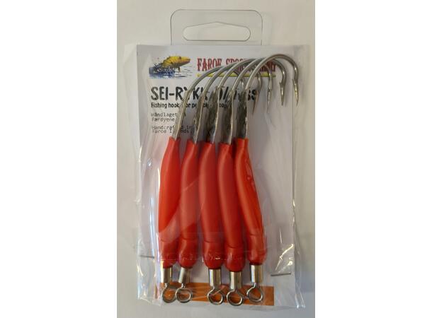 Faroe Sportfish Gummimakk m/plate - 5pk Rød - 11/0 - Seirykk 