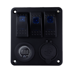 Osean Bryterpanel - 3 brytere m/voltmeter og USB uttak