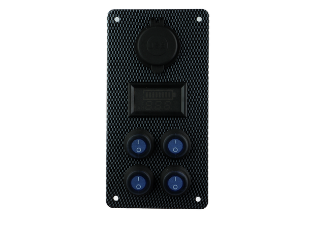 Osean Bryterpanel - 4 brytere m/voltmeter og USB uttak 