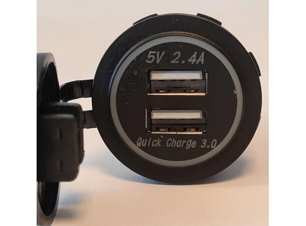Osean USB Uttak USB 3.0QC og 2,4A 12-24v 