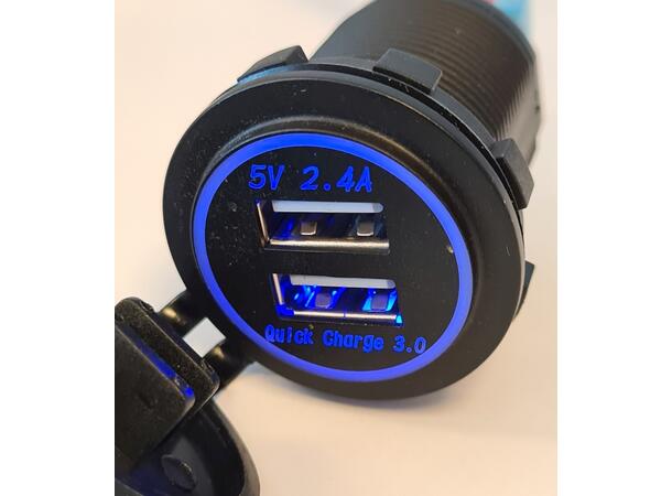 Osean USB Uttak USB 3.0QC og 2,4A 12-24v 