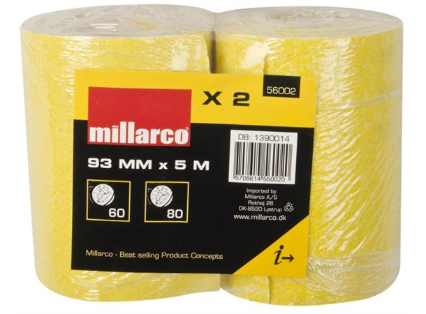 Slipepapir 2 ruller 93x5 m K60 og K80 Sandpapir