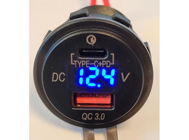 Osean USB Uttak USB C+ PD + QC 12-24v 