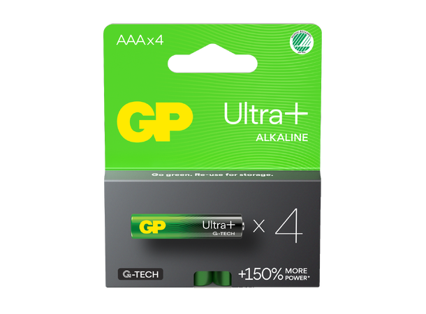 GP Ultra+ Alkalisk batteri AAA - 4pk 24AUP/LR03 - 1,5V 
