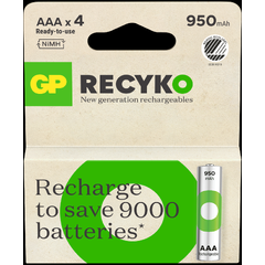 GP ReCyko AAA-batteri, 950mAh - 4pk Oppladbart NiMH 1,2v