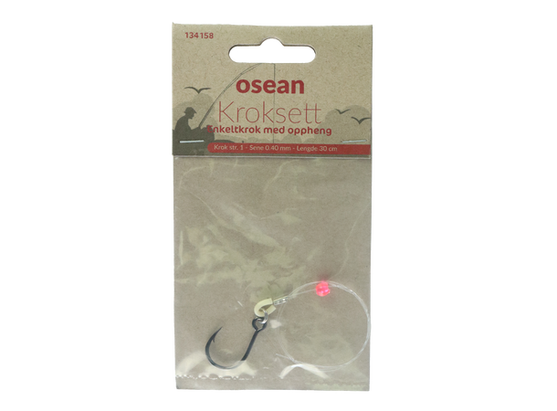 Osean Enkeltkrok m/oppheng Kroksett - 1 stk - 30cm - krok str.1 