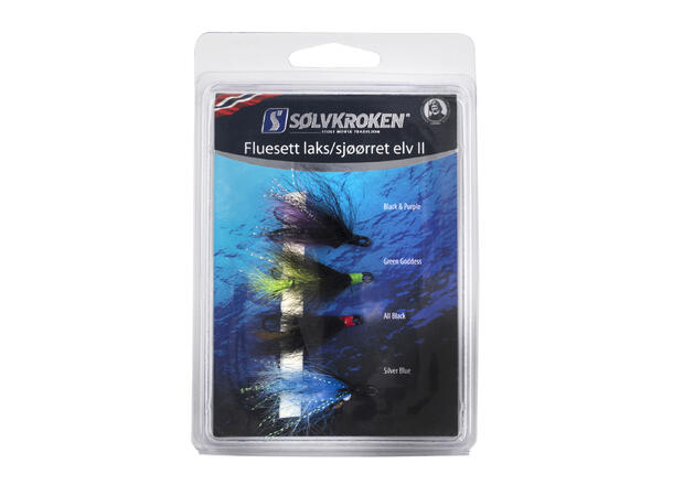 Sølvkroken Laks/Sjøørret II - 4pk Fluesett 