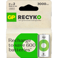 GP ReCyko C-batteri 3000mAh - 2pk Oppladbart NiMH 1,2v LR-14