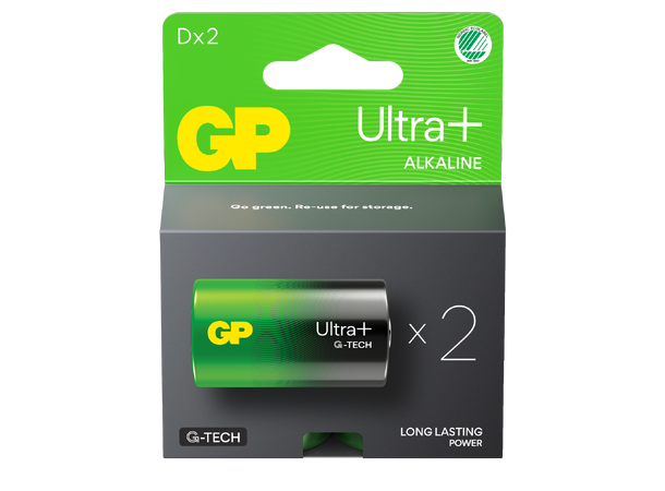 GP Ultra+ Alkalisk batteri 1,5v D 2pk 13AUP/LR20 