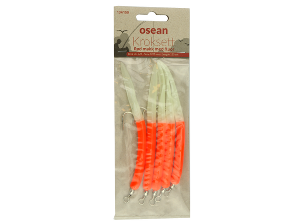 Osean Makk rød m/fluor Kroksett - 4 stk - 6/0 