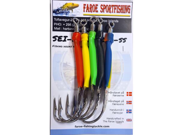 Faroe Sportfish Gummimakk m/plate - 5pk Ass. - 11/0 - Seirykk 