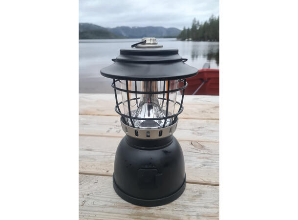 Osean Campinglykt m/ powerbank Matt Svart - 2 farger LED - Oppladbar 