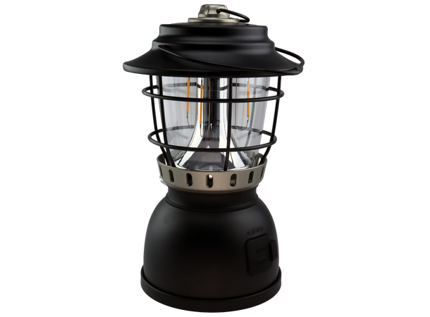 Osean Campinglykt m/ powerbank Matt Svart - 2 farger LED - Oppladbar 