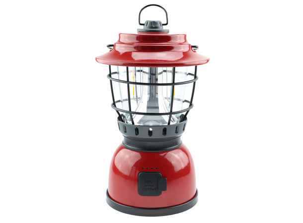 Osean Campinglykt m/ powerbank Rød / Svart - 2 farger LED - Oppladbar 