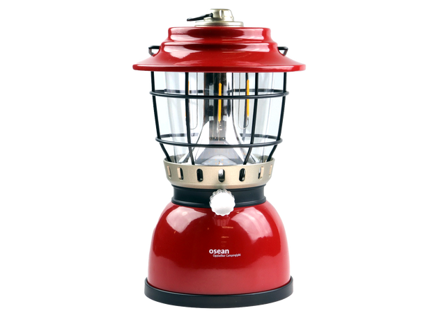 Osean Campinglykt m/ powerbank Rød / Svart - 2 farger LED - Oppladbar 