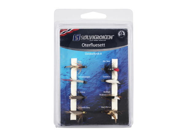 Sølvkroken Oterfluesett  DK8 - 8pk Fluesett 