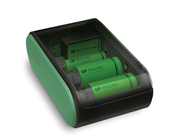 GP ReCyko Universal batterilader Lader AAA, AA, C, D, 9 V NiMH-batterier 