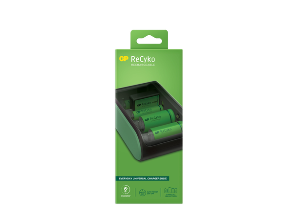GP ReCyko Universal batterilader Lader AAA, AA, C, D, 9 V NiMH-batterier 