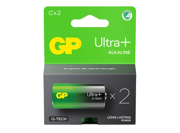 GP Ultra+ Alkalisk batteri C - 2pk LR14 - 1,5V 