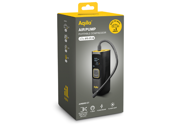 Aqiila Airbird C7 Luftkompressor med powerbank 