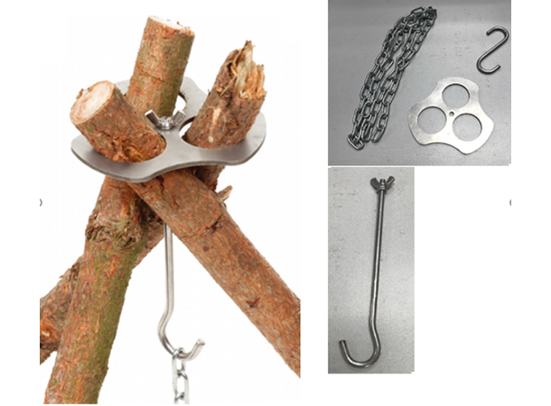 Bålrigg for turbruk Tripod ring med oppheng 