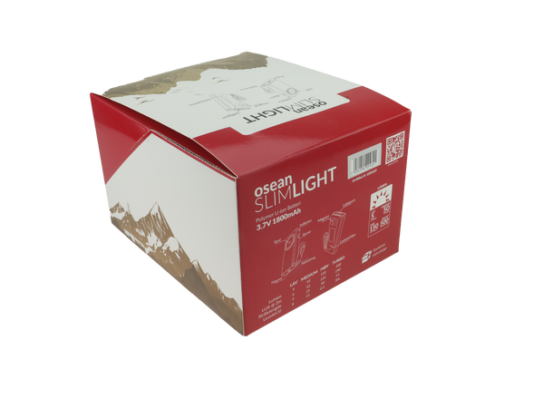 Osean Slimlight - LED Lommelykt 400 Lumen - Oppladbar, display 20 stk 