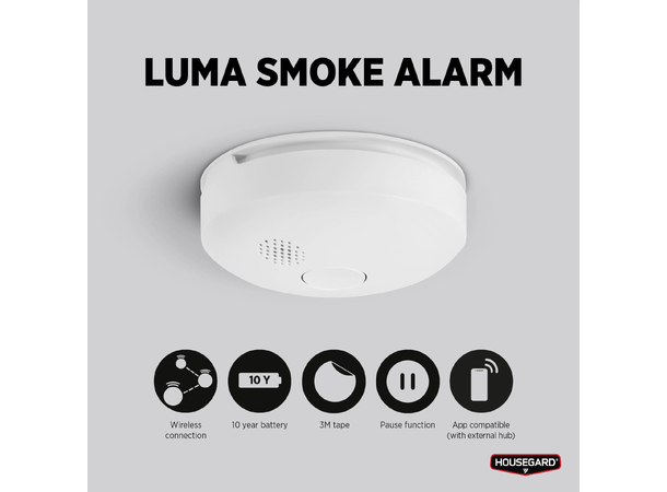 Housegard Luma Røykvarsler 2-pk SA750 - Seriekoblet - 10 års batteri 