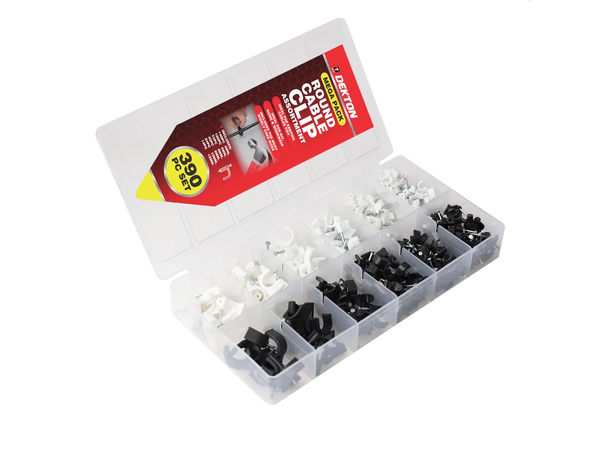 Kabelklemme assortement 390 deler Clips - Sort og hvit- 4-12mm- klammer 