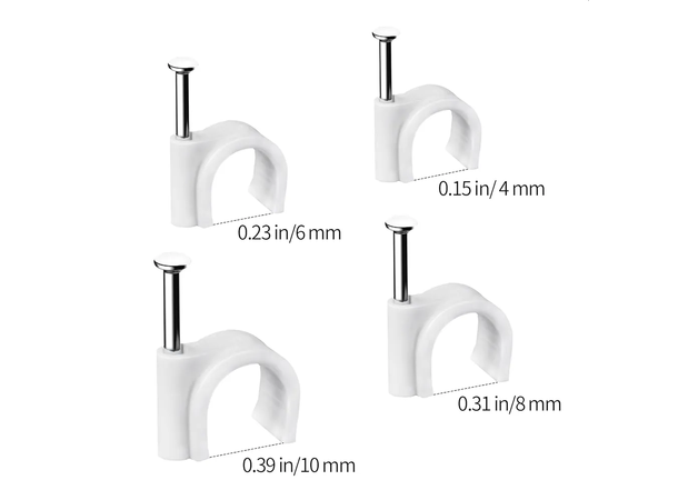 Kabelklemme assortement 390 deler Clips - Sort og hvit- 4-12mm- klammer 