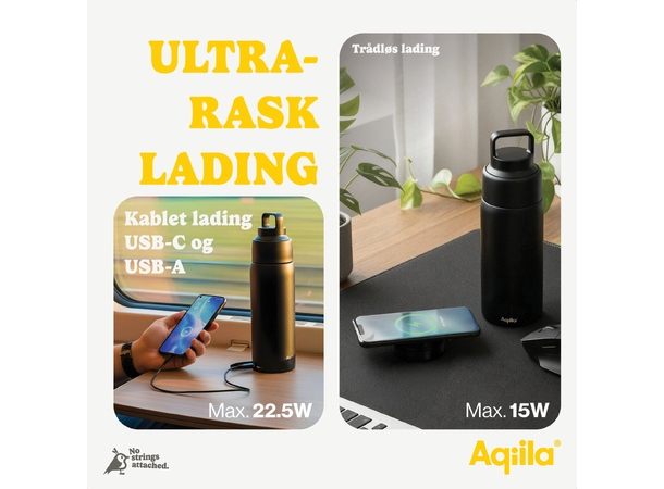 Aqiila Powerbottle BO5 Drikkeflaske - Termos - Powerbank - 0,6l 