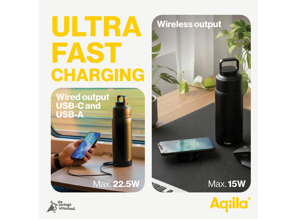 Aqiila Powerbottle BO5 Drikkeflaske - Termos - Powerbank - 0,6l 