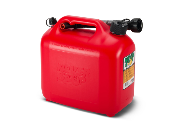 Never Stop Bensinkanne - Rød Plast - 10 Liter- Auto stop helletut 