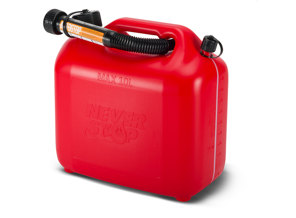 Never Stop Bensinkanne - Rød Plast - 10 Liter- Auto stop helletut 