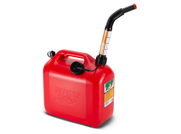 Never Stop Bensinkanne - Rød Plast - 10 Liter- Auto stop helletut 