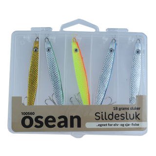 Osean sluksett Sildesluk - 5pk 18gr - 25gr - 40gr - 60gr m/slukboks