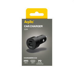 Aqiila Chargebird CC2 USB biladapter 12/24v sigarettenner - USB-A/USB- C 32w