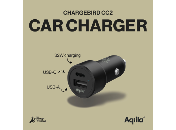 Aqiila Chargebird CC2 USB biladapter 12/24v sigarettenner - USB-A/USB- C 32w 