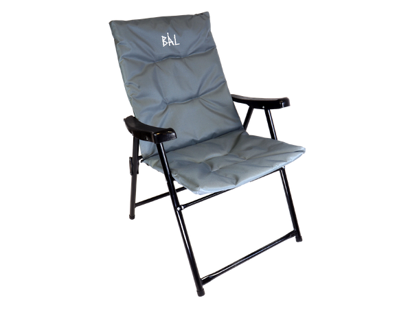 BÅL Campingstol Polstret Grå Med lav rygg - lakkert stål 