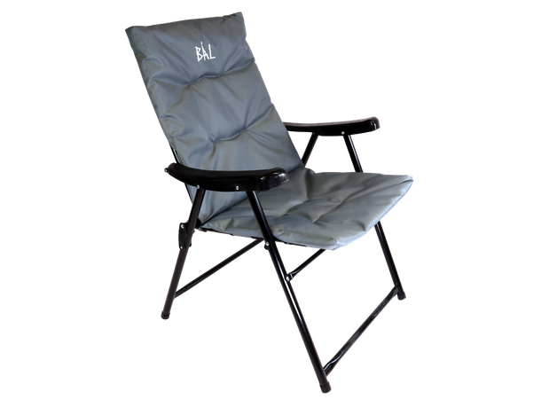 BÅL Campingstol Polstret Grå Med lav rygg - lakkert stål 