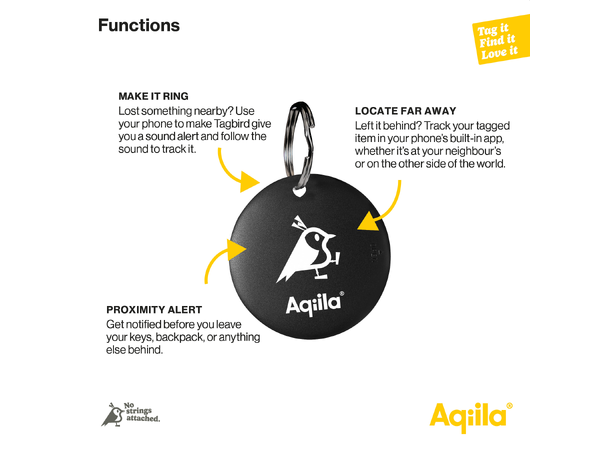 Aqiila Tagbird Ringeklokke m/Sporingsbrikke - Apple og Android 