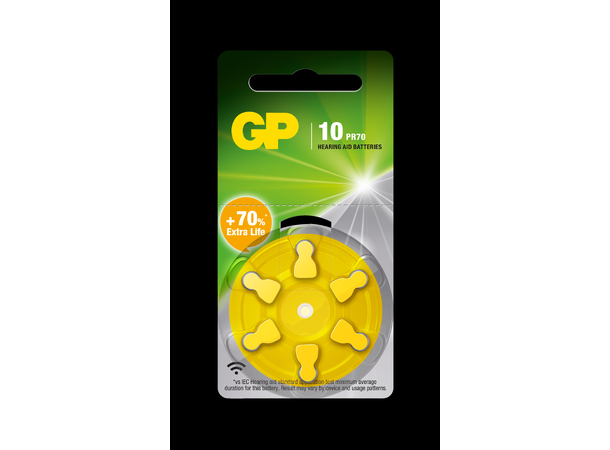 GP Batteri Høreapparat 6pk ZA10/PR70 - Sink 