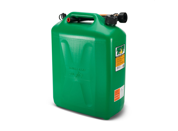 Never Stop Bensinkanne - Grønn Plast - 20 Liter- Auto stop helletut 