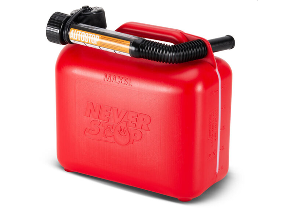 Never Stop Bensinkanne - Rød Plast - 5 Liter- Auto stop helletut 