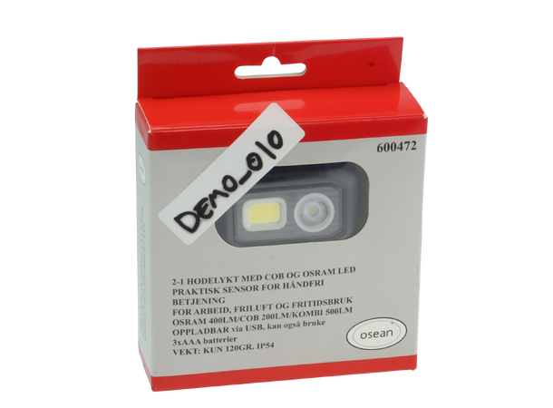 Osean hodelykt m/sens. COB/OSRAM oppladb. 