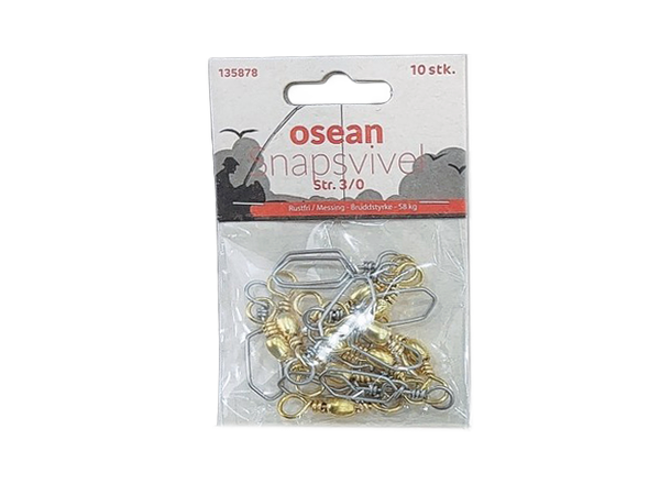 Osean snapsvivel #3/0 Rustfri/Messing - Pose à 10 stk - 58kg 