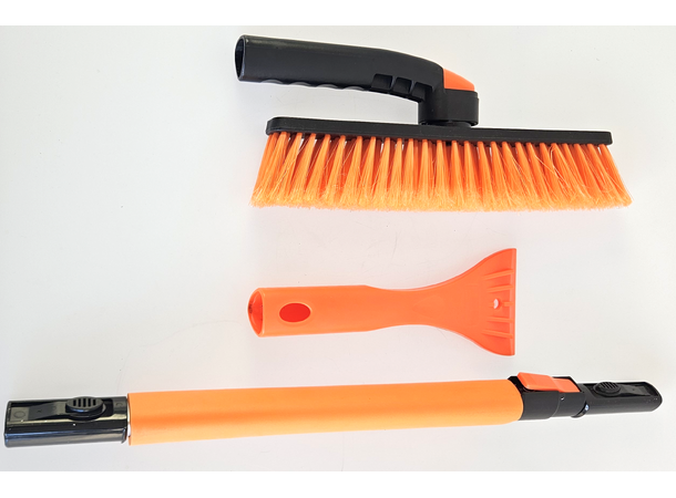 Snøbørste m/isskrape- teleskop 87-129cm Kraftig - Avtagbar skrape og børste 