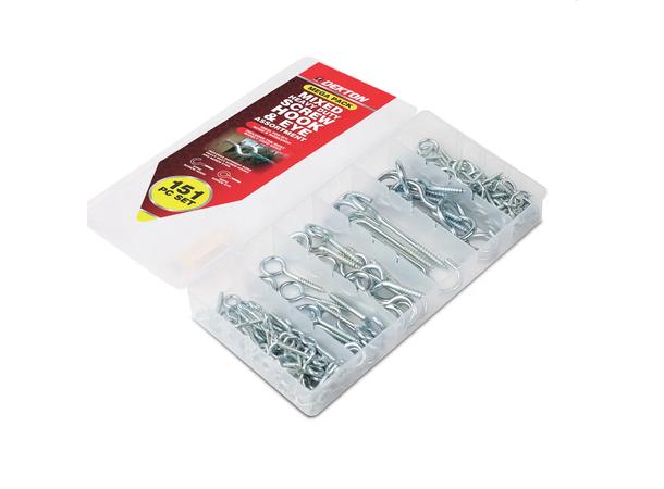 Øyeskrue Stor assortement 151 deler Åpne - lukkede - forsinket stål 