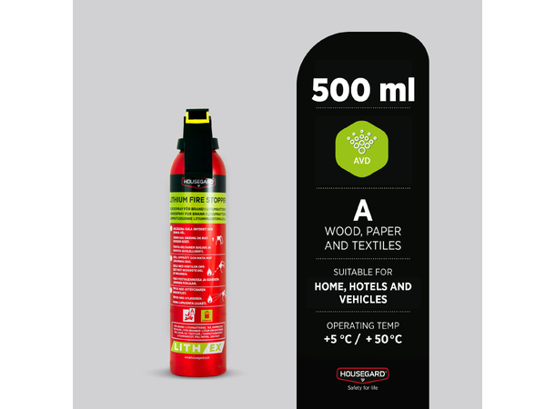 Housegard Brannslukker Lith-EX Slukkespray for Lithium batterier - 500m 