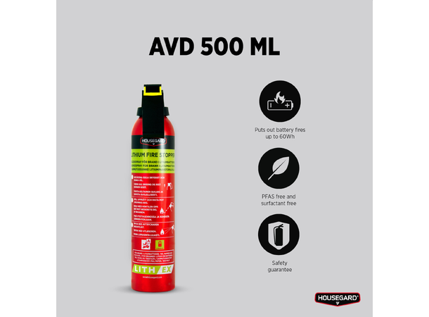 Housegard Brannslukker Lith-EX Slukkespray for Lithium batterier - 500m 