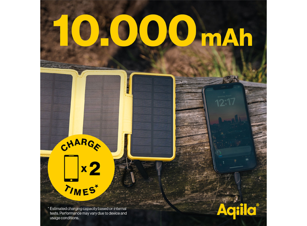 Aqiila Powerbird BS10 Solcelle powerbank 10000mAh - Lys 